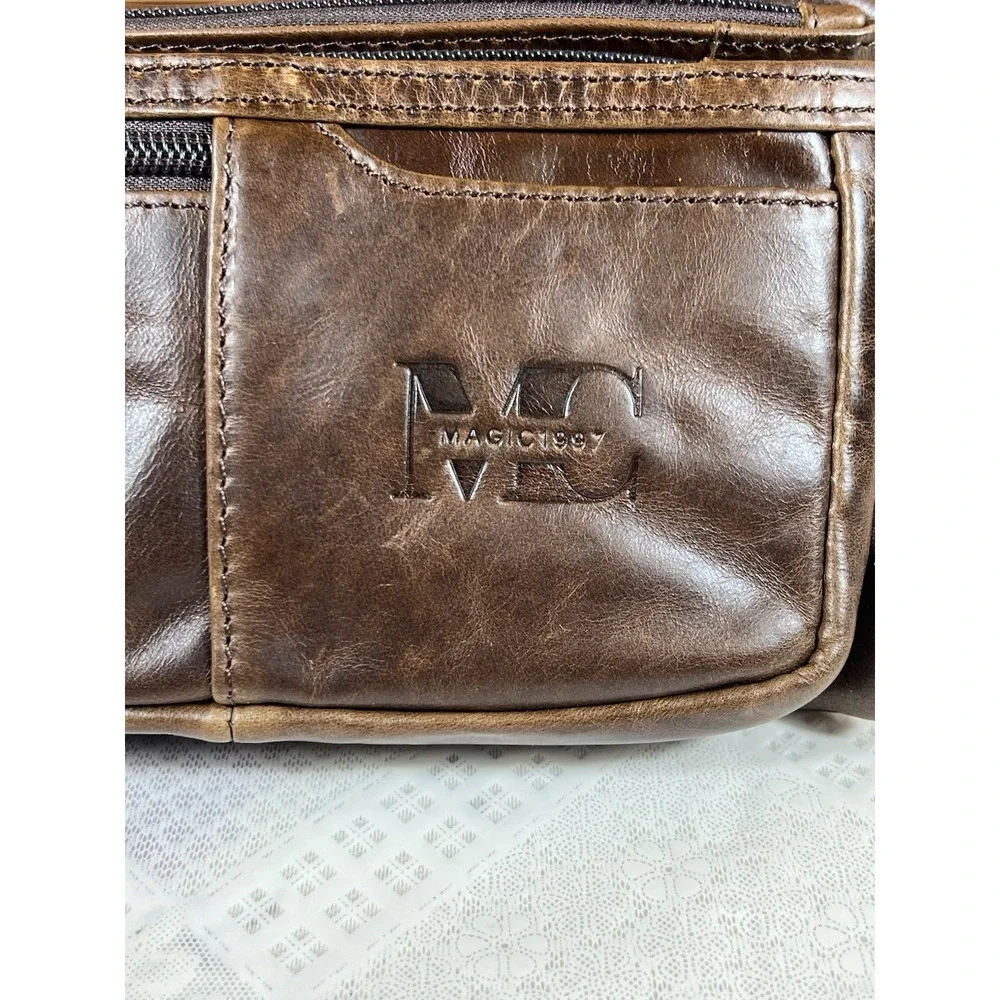 Magic1997 Mens Vintage Leathers Fanny Packs Genuine 6 Pockets Slim Waist